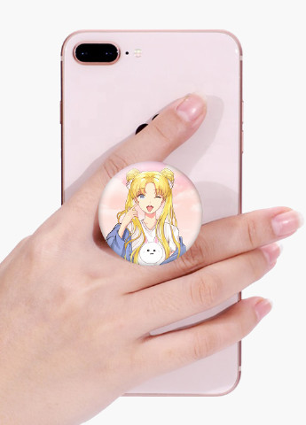Попсокет (Popsockets) тримач для смартфону Сейлор Мун (Sailor Moon) (8754-2925) Чорний MobiPrint (229014786)