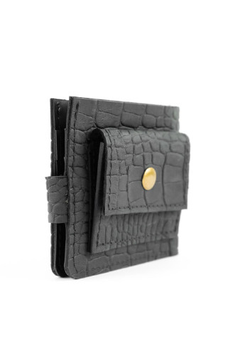 Кожаный бумажник кошелек бифолд на кнопке Classic черный под крокодила Kozhanty (252316671)
