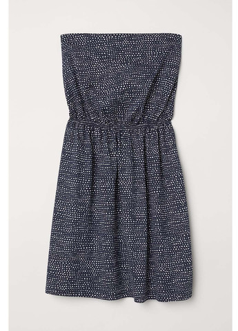 Темно-синя кежуал сукня з відкритими плечима H&M з абстрактним візерунком