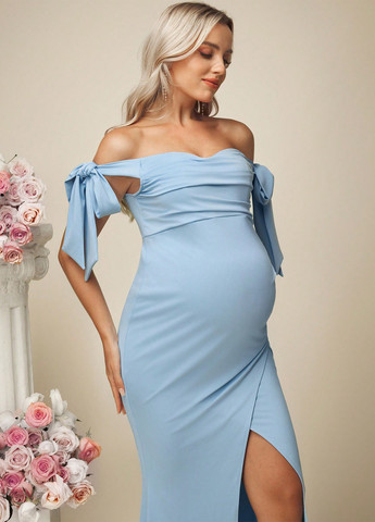 Синя святковий, вечірня сукня годе SHEIN однотонна