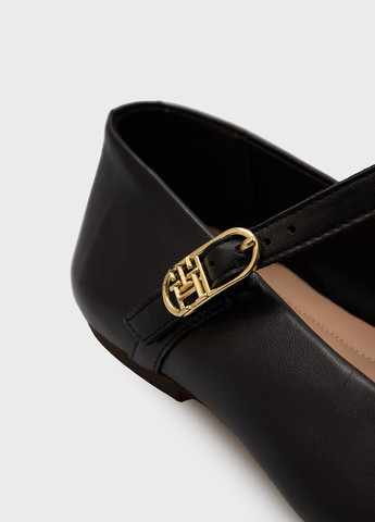 Жіночі балетки Tommy Hilfiger | чорні однотонні логотип натуральна шкіра (343745237)