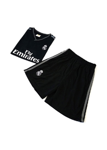 Черный летний футбольная форма (футболка, шорты) с шортами No Brand
