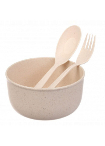 Набор посуды из экопластика (3 предмета), бежевый (68-178) No Brand темно-бежевые