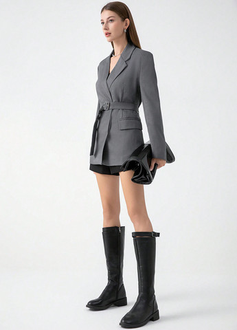 Темно-серый женский жакет SHEIN однотонный - демисезонный