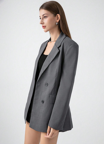 Темно-серый женский жакет SHEIN однотонный - демисезонный