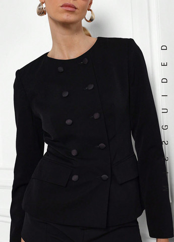 Черный женский жакет SHEIN однотонный - демисезонный