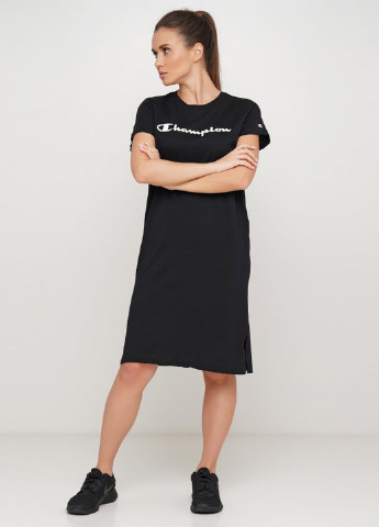 Черное спортивное платье платье-футболка Champion с логотипом