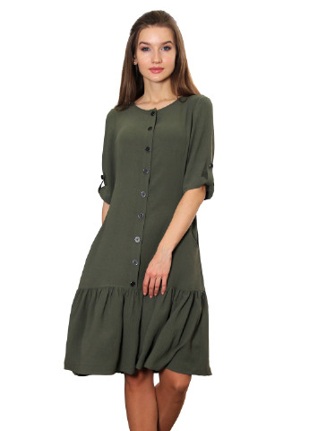 Зеленое зеленое кежуал платье на пуговицах. производство украина. Anna Dali однотонное