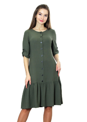 Зеленое зеленое кежуал платье на пуговицах. производство украина. Anna Dali однотонное