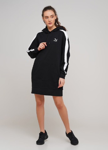 Чорна спортивна сукня сукня-худі Puma з логотипом