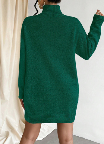 Зеленое кэжуал платье платье-свитер SHEIN однотонное