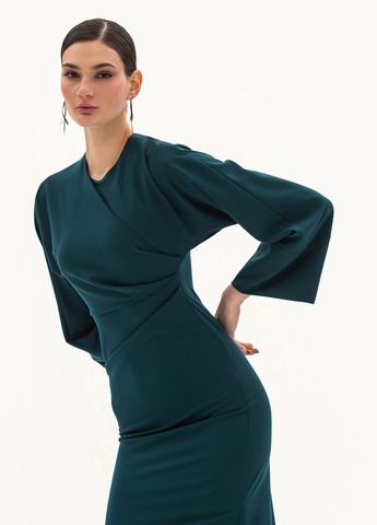 Темно-зеленое кэжуал платье силуэтная BGL однотонное