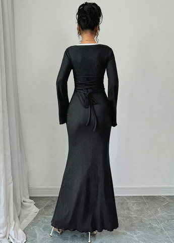 Чорна вечірня, кежуал сукня годе SHEIN однотонна