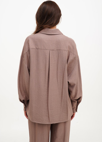 Темно-бежевая кэжуал рубашка однотонная ESSME