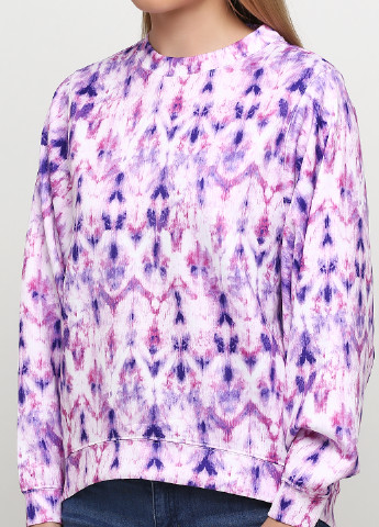 Monki свитшот абстрактный фиолетовый кэжуал полиэстер