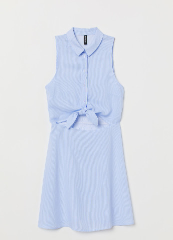 Голубое кэжуал платье H&M в полоску