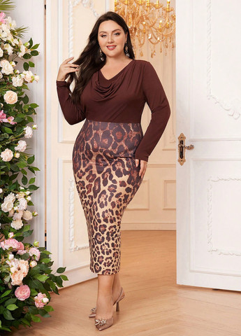 Комбинированное коктейльное платье футляр SHEIN колор блок