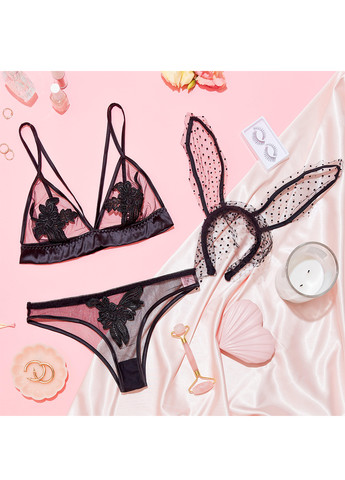 Черный демисезонный комплект (бюстгальтер, трусики) Empress