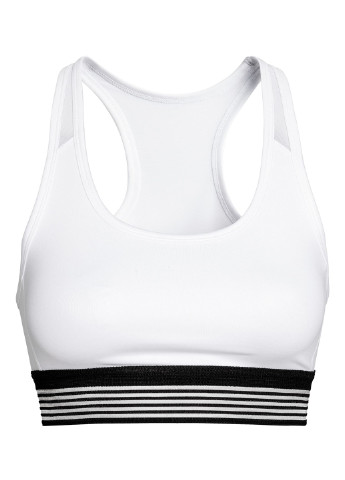 Топ H&M однотонный белый спортивный полиамид, трикотаж