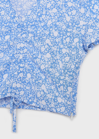 Голубая цветочной расцветки блузка Sinsay летняя