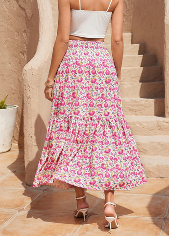 Разноцветная кэжуал цветочной расцветки юбка SHEIN а-силуэта (трапеция)