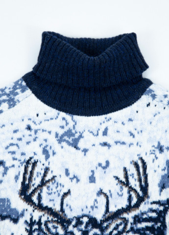 Синій демісезонний светр чоловічий зимовий синій з оленем m-xl Pulltonic