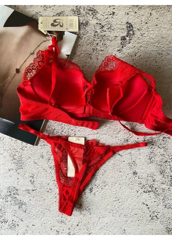 Червоний червоний комплект жіночої нижньої білизни на чашку а/в Weiyesi