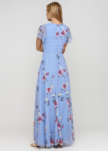 Голубое кэжуал платье клеш Chi Chi с цветочным принтом