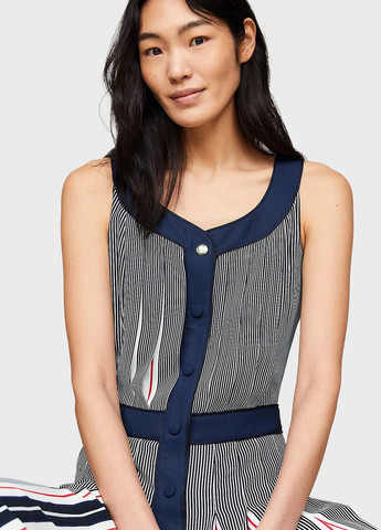 Синее кэжуал платье плиссированное Tommy Hilfiger в полоску