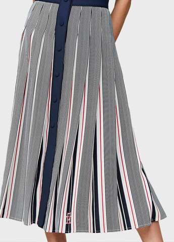 Синее кэжуал платье плиссированное Tommy Hilfiger в полоску