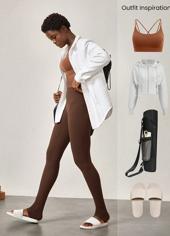 Темно-коричневые демисезонные леггинсы SHEIN