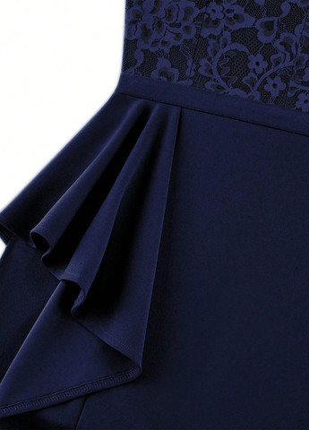 Темно-синя вечірня сукня SHEIN однотонна