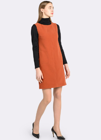 Терракотовое кэжуал платье Cat Orange однотонное
