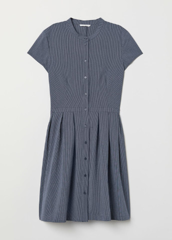 Темно-синее кэжуал платье колокол H&M в полоску