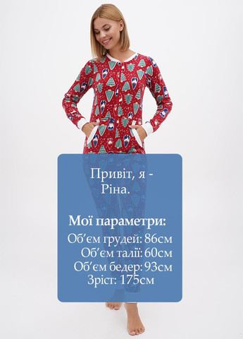 Комбинезон Our family новогодний тёмно-красный домашний полиэстер, флис