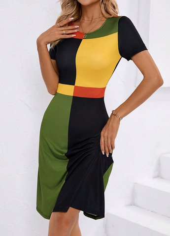 Комбінована кежуал сукня а-силует SHEIN колор блок