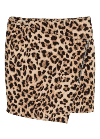 Спідниця H&M леопардова світло-коричнева кежуал бавовна