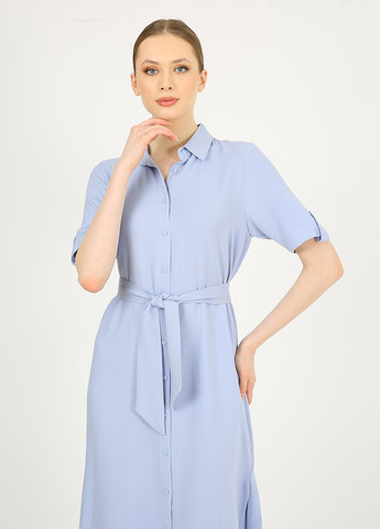 Голубое кэжуал платье рубашка Casalini однотонное