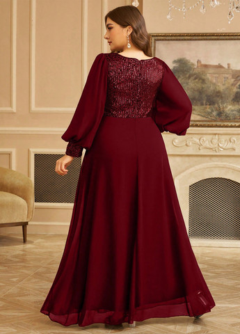 Бордова вечірня сукня кльош SHEIN однотонна