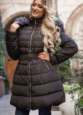 Черная зимняя пальто женское черное AAA