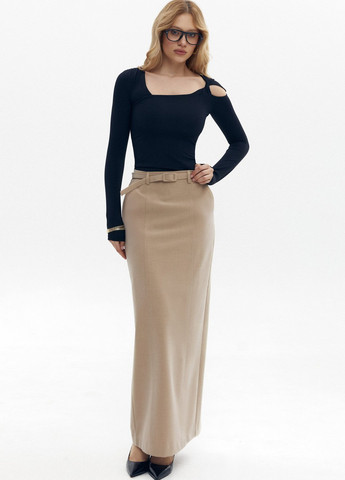 Бежевая кэжуал однотонная юбка Gepur а-силуэта (трапеция)