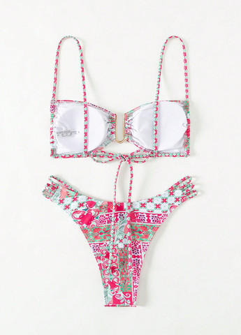 Малиновый летний купальник (лиф, трусики) раздельный SHEIN