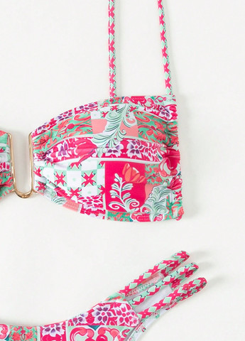 Малиновый летний купальник (лиф, трусики) раздельный SHEIN