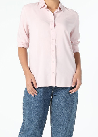 Светло-розовая кэжуал рубашка однотонная Colin's