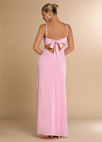 Рожева коктейльна, вечірня сукня з відкритою спиною SHEIN однотонна