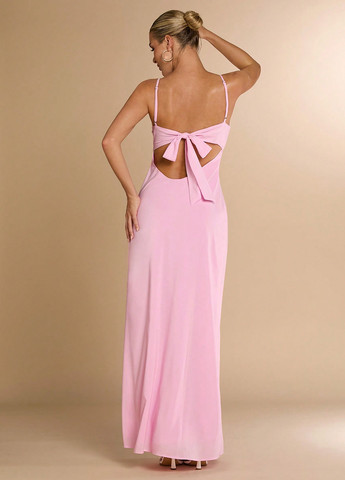 Рожева коктейльна, вечірня сукня з відкритою спиною SHEIN однотонна