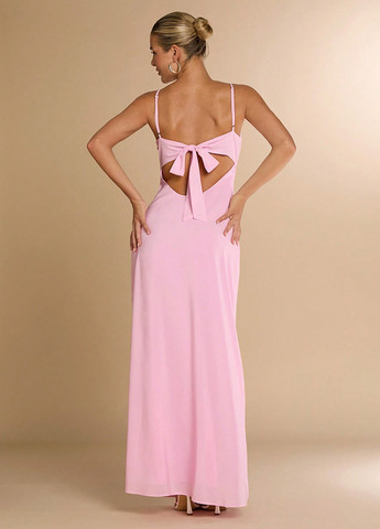 Рожева коктейльна, вечірня сукня з відкритою спиною SHEIN однотонна