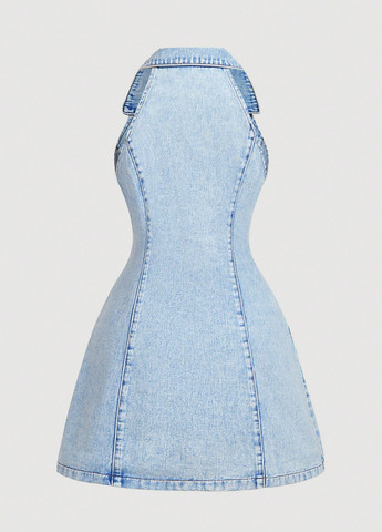 Голубое джинсовое платье а-силуэт SHEIN варенка