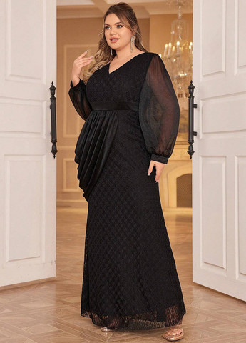 Чорна вечірня сукня годе SHEIN однотонна