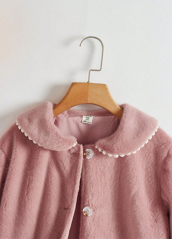 Розовое демисезонное Пальто однобортное SHEIN